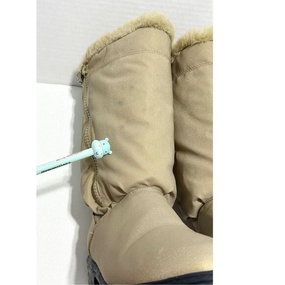 AJ Valenci Icicle Round Toe Mid Calf High Faux Fur Collar Zip Winter Boots Tan 7 - Picture 16 of 16